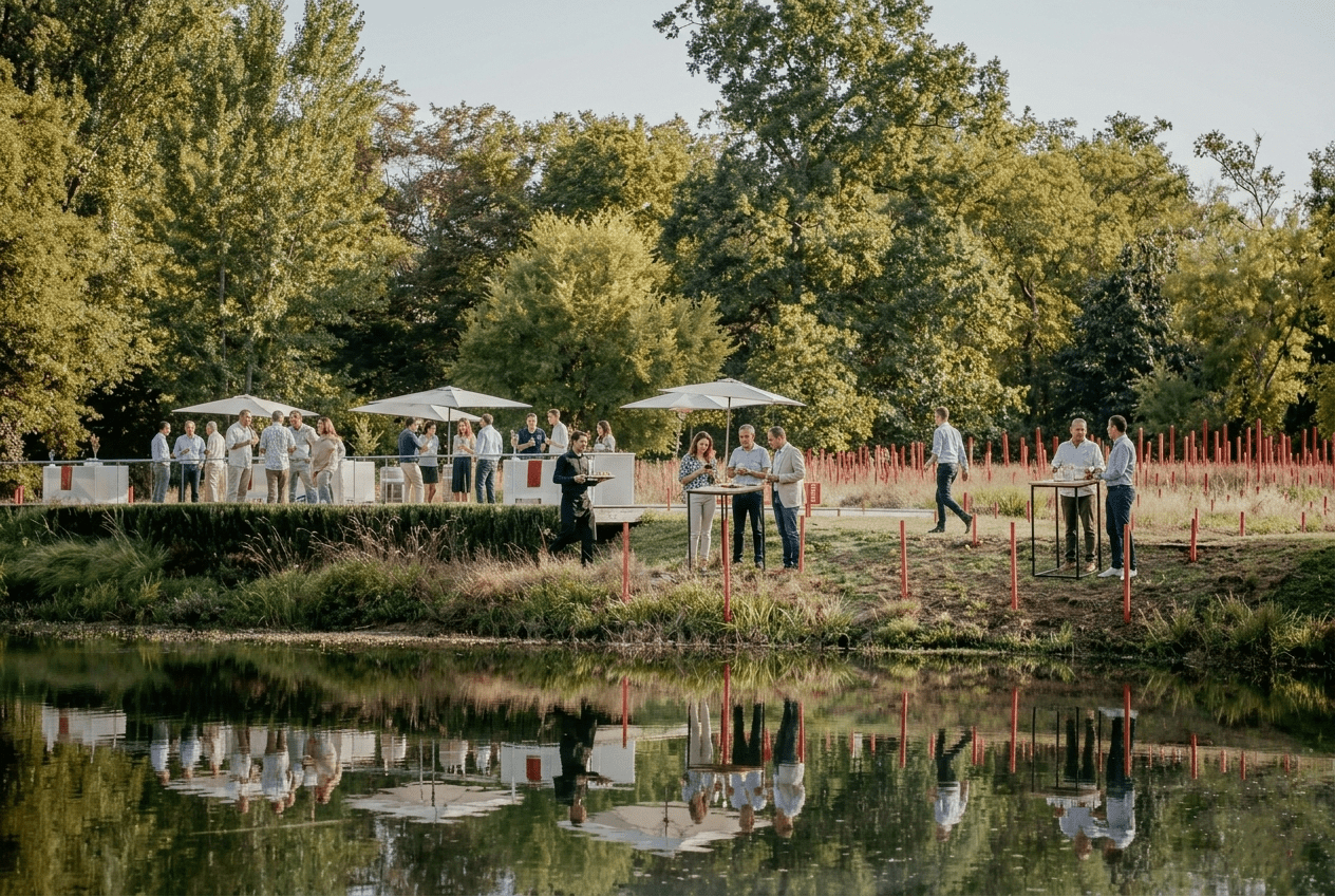 Réception sur la terrasse panoramique du parc